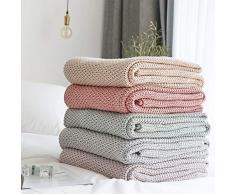 KIMCC Coperta Morbida E Calda-100% Cotone Plaid A Maglia,Caldo E Leggero Trapunte Copertina-per La Decorazione Domestica-Can Usato Come Tempo Libero/Viaggi/Nap/Comodino Partner,Grigio