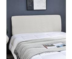 Liang Fodera per testiera, Fodera Protettiva per testiera Elastica in Tinta Unita, Fodera Protettiva Lavabile Antipolvere Ispessita in Pile Polare per la Decorazione della Stanza（Bianco，110-140 cm）