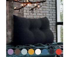 VERCART Cuscino a Cuneo da Lettura per Schienale, Cuscino Antireflusso per Letto, Cuscino per Gambe Lombare di Supporto da Divano, Grande Testata Letto Biancheria Nero 60cm