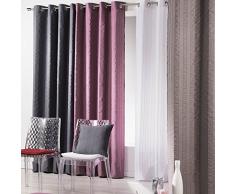 DOUCEUR DINTERIEUR 1604112, Tenda Con Occhielli, 140 X 260 Cm, Lineo, Jacquard A Righe Crash, Marrone