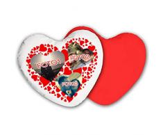 troppofigo CUSCINO CUORE RETRO ROSSO cm40X40 Personalizzato con 3 FOTO IMBOTTITURA