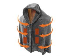 FYDK Coperta Scialle Riscaldata Elettrica, Coperta Elettrica Indossabile USB,rapido Riscaldamento Coperta Portatile in Flanella Morbida con 3 Livelli di Riscaldamento per Schi(Color:Cenere)