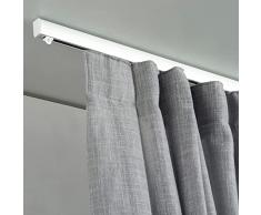Binario per Tende Arricciate - Installazione a Soffitto e Parete - Movimento tenda manuale (NO corda) - Alluminio dim. 17x26 mm. - Completo per l’installazione (BIANCO 160 CM)