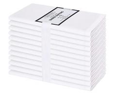 Clinica di Cotone 12 Pezzi Tovaglioli Stoffa 50x50 cm Cotone 100%, Morbidi e Confortevoli, qualità alberghiera duratura, Tovaglioli Cotone per Eventi e Uso Domestico Regolare, Bianco