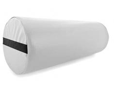 QUIRUMED Cuscino a Rullo, 55 x 20 cm, Bianco, Similpelle, Ergonomico, Imbottito in Schiuma, per Yoga, Fitness, Massaggio