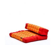 LEEWADEE Cuscino da Meditazione: Seduta Pieghevole per Yoga, Cuscino per meditare, attrezzo da Pavimento in kapok Naturale Fatto a Mano, 50 x 70 cm, Arancione Rosso