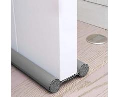 Paraspifferi Sottoporta per Porte, Paraspifferi per Porta Doppia Protezione, Previene Spifferi e Infiltrazioni di Polvere, Acqua, Luce, Insetti e Rumori (Grigio)