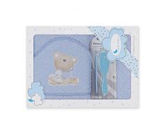 Interbaby Asciugamano con cappuccio per neonato LOVE YOU in blu con Set de Spazzola e Pettine - 900 g