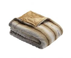 BUGATTI coperta di pelliccia sintetica 150x200 cm - coperta coccolosa in pelliccia sintetica marrone beige, copriletto in pelliccia, coperta di pelliccia extra morbida e piacevolmente calda