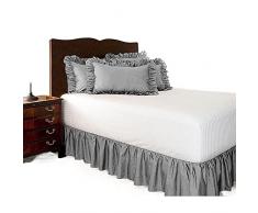 Vestiletto Matrimoniale,Vestiletto Copriletto in tessuto spazzolato con volant copriletto copriletto senza superficie del letto con fascia elastica gonne da letto altezza copriletto grembiule da letto
