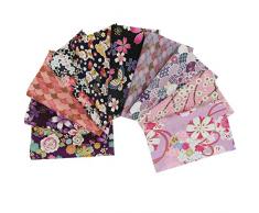 aufodara 10 Pezzi 20 x 25 cm Tessuti Tessuto Cotone Stoffa Stile Giapponese Tessuto Abbronzante Patchwork Cucito Creativo Stoffe a Metro Materiali per Hobby Creativi Quilting Tessuto (Rosa Viola)