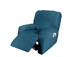 Fodera per poltrona reclinabile Relax 1 pezzo, fodera per poltrona estensibile in velluto, fodera per poltrona da massaggio lavabile a casa, protezione per poltrona reclinabile (1 posto(4 pezzi), blu)
