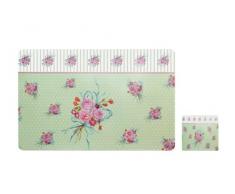Premier Housewares Set di 4 Tovagliette e Sottobicchieri, Vintage Rose Verde