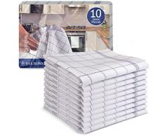 BARBONS Strofinacci Cucina – Asciugamani, Strofinacci Cucina Cotone, Canovacci, Stracci Cucina 50x70 cm (Blu, 10 pezzi)