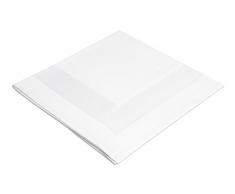 Tovaglioli in stoffa per ristorante o hotel, due strati di cotone con fascia satinata, design quadrato o rotondo, diverse misure, bianco, Fibra tessile, White, Servietten Eckig 50x50 cm