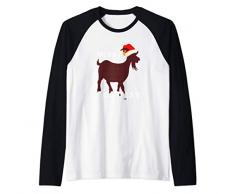 Red Plaid Merry Goatmas Capra di Natale di Natale divertente Maglia con Maniche Raglan