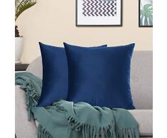 VERCART Confezione da 2 Fodere in Velluto Federa Cuscino Decorativo, Moderne Comodo Copricuscini Divano, Cuscini per Divani Morbide Federa per Camera da Divano Letto, Blu Navy 45x45cm