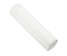 JK Home, Cuscino cilindrico per collo in cotone e lino, per dormire e viaggiare, colore bianco, 20 x 80 cm