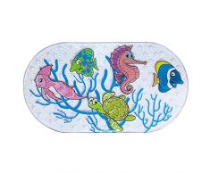 TAPPI Tappetino per vasca,tappetino per doccia antiscivolo 39 cm x 69 cm con ventose, tappetino per vasca lavabile in lavatrice per bagno (Underwater World)