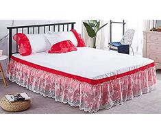 Gonna da Letto Pizzo Vestiletto Bed Skirt Elasticizzata Avvolgente Matrimoniale/Singolo/Una Piazza E Mezzo Tre Lati Tessuto con Volant Gonna da Letto Facile da Installare da 40 cm