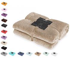 DecoKing Henry, Morbida Coperta in Microfibra/Pile, Coperta da Giorno, da Salotto, in Stile scandinavo, Poliestere, Cappuccino, 70 x 150 cm