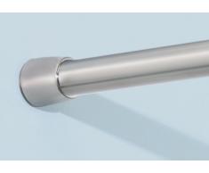 iDesign Asta per tenda da doccia 78570, asta corta in acciaio inossidabile senza perforazione, moderna asta telescopica per tenda da doccia per bagno e doccia, argento opaco, 109-191 cm