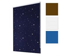 ECD Germany Tenda a Rullo Oscurante - 120 x 150cm - Blu con Stelle - KlemmFix - Senza Foratura - per Protezione Solare e Privacy - con Materiale di Montaggio - Persiana Avvolgibile Tapparella Finestre