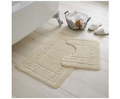GC GAVENO CAVAILIA Set Set di 2 tappetini da Bagno in Tessuto Greco, Antiscivolo, Extra Assorbente, 100% Polipropilene, Normale (50 x 80, 50 x 40 cm), Crema, Regular