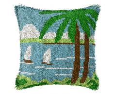 XIAODAN Paesaggio Fai da Te Latch Kit Gancio 3D Segmento Ricamo Cuscino Coperte e Plaid Fodere per Cuscini Punto Croce Tappeto Adatto per Principianti Adulti E Bambini Rosa