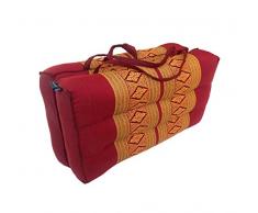 Collumino® - cuscino tradizionale Thai pieghevole in kapok, ideale per yoga e meditazione. Con maniglia per il trasporto , rame, bordeaux.