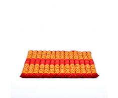 Leewadee tappetino da meditazione Zabuton: cuscino da pavimento quadrato, seduta per yoga thailandese in kapok naturale, 70 x 70 cm, arancione rosso