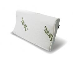 BES Cuscino Cervicale per Dormire Memory Foam allAloe Vera 70x42x9/11, Cuscino Letto Ortopedico a doppia onda Made in Italy