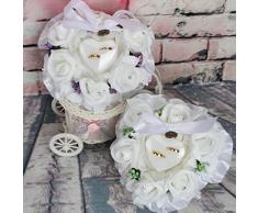 Lamdoo anello box leaves Flower cuscino decorazione nozze gioielli regali romantici, Nylon, Green, 15x15x9cm(5.91x5.91x3.54in)