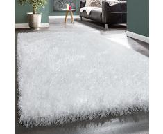 Tappeto Pelo Lungo Salotto Moderno Shaggy Moderno Monocolore Tappeto Morbido Bianco, Dimensione:60x100 cm