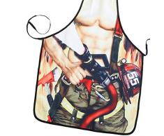 WINOMO Creativo Cucina Grembiule Muscolo Sexy Pompiere Grembiule Stampato Barbecue Grembiule