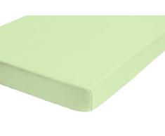 Biberna, lenzuola singolo singolo di flanella con angoli elasticizzati, Verde (Grün), 140 cm x 200 cm