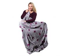 Pink Papaya Coperta Pile Motivo Stelle – Plaid Divano Morbidissimo ed Extra Large - Plaid Pile 150 x 200 cm– I Migliori Regali per Lei e per Lui
