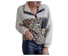 Generic Giacca 9 Anni Felpa da Donna Pullover con Maniche Lunghe e Maniche Lunghe con Stampa a Bottone e Colletto rovesciato wojonifuiliy01 Giacche e Cappotti in Pile Trapuntino 100 Grammi (Beige, M)