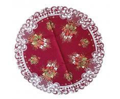 Runner da tavolo, tovaglia centrotavola, tovaglia natalizia, ricamata, candele rosse e bianche (85 tondi)