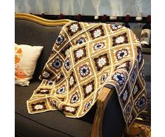 HUANSUN Coperta allUncinetto Coperta Quadrata Color caffè Tovaglia Fatta a Mano, 80x80cm