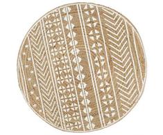 vidaXL Tappeto Lavorato a Mano in Juta Naturale Intrecciata Rotondo a Spirale Cucina Salotto Passatoia Artigianale Stuoia con Stampa Bianca 90 cm