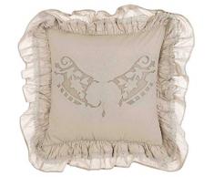 Blanc Mariclo - Cuscino cuscino beige ricamato con balze 45 x 45 cm