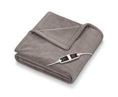 Beurer Coperta elettrica HD 150 XXL, termocoperta elettrica con spegnimento automatico, 200 x 150 cm, 6 impostazioni di temperatura, lavabile in lavatrice, morbida coperta, tortora