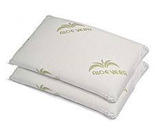 EcoDream - Cuscini Memory Foam Coppia, Modello Saponetta, Fodera Aloe Vera, Guanciali Letto per Dolore Cervicale, Cuscino Antiacaro Anallergico, Basso Ortopedico, 100% Made in Italy