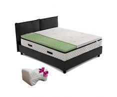 Topper materasso, sopramaterasso memory TRASPIRANTE a zone differenziate, Alto BEN 6 cm, tessuto ARGENTO anallergico antimicrobico sfoderabile, CUSCINO IN REGALO - AIR MEMO GREEN singolo 90x195