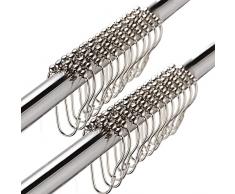 24 Anelli per Tende da Doccia, Materiale in Acciaio Inossidabile, Gancio per Tenda da Doccia con Sistema a carrucola, Anello per Doccia in Argento, utilizzato in bagni, finestre