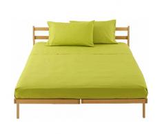 Completo Lenzuola Letto Matrimoniale Singolo Una Piazza e Mezza 100% Cotone Tinta Unita SS (Singolo, Verde)