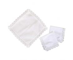 WOWOWO 25x25cm Fazzoletti Quadrati Bianchi semplici da Donna allUncinetto Cuore di Pesca Smerlato Pizzo da Sposa Tovagliolo di Cotone Fai da Te Hankies