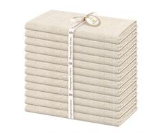 12 Pack Tovaglioli di lino Cotone 40 x 40 cm Tovaglioli di stoffa per cena Tovaglioli di tessuto misto lino di cotone Tovaglioli di lino lavabili riutilizzabili per cene di nozze Natale (beige)