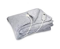 Navaris Coperta Termica Matrimoniale 180x130cm - Termocoperta Elettrica 3 Livelli Riscaldamento - Scaldaletto Spegnimento Automatico - Blu/Grigio